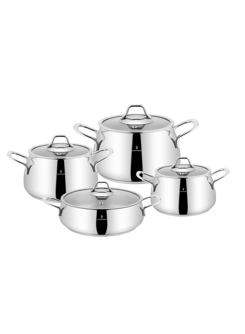 Sofram Haigh Quality Turkish Stainless Cookware Set With Glass Lid 8 Pcs - Image 2