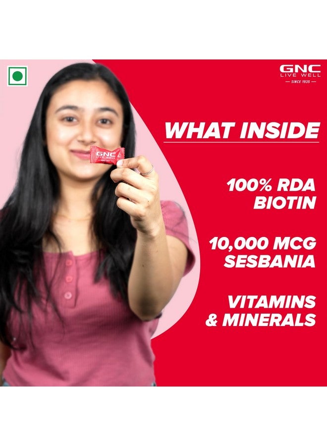 GNC Hair Biotin+ Gummies | Nourishes & Improve Hair | With 100% RDA Biotin, 10,000 mcg Sesbania & Other Vitamins & Minerals - 30 Gummies - Image 3