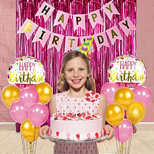 AMFIN® Pink foil curtain for Decoration / Decoration For Birthday / Decoration Girls Foil / Happy Birthday Banner / Pink Theme Birthday Decoration - Pack of 18 - Image 3