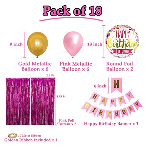 AMFIN® Pink foil curtain for Decoration / Decoration For Birthday / Decoration Girls Foil / Happy Birthday Banner / Pink Theme Birthday Decoration - Pack of 18 - Image 5