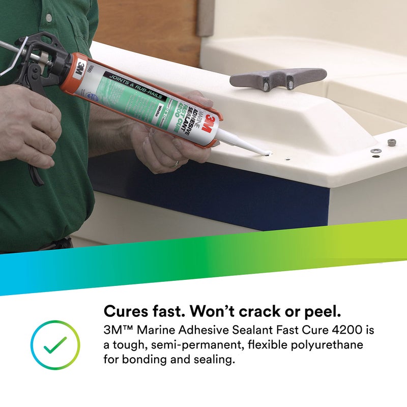 3M Adhesive Sealant Fast Cure 4200 (05260) – Semi-Permanent Flexible Sealant for Boats and Marine Applications – White – 3 Ounces - Image 4