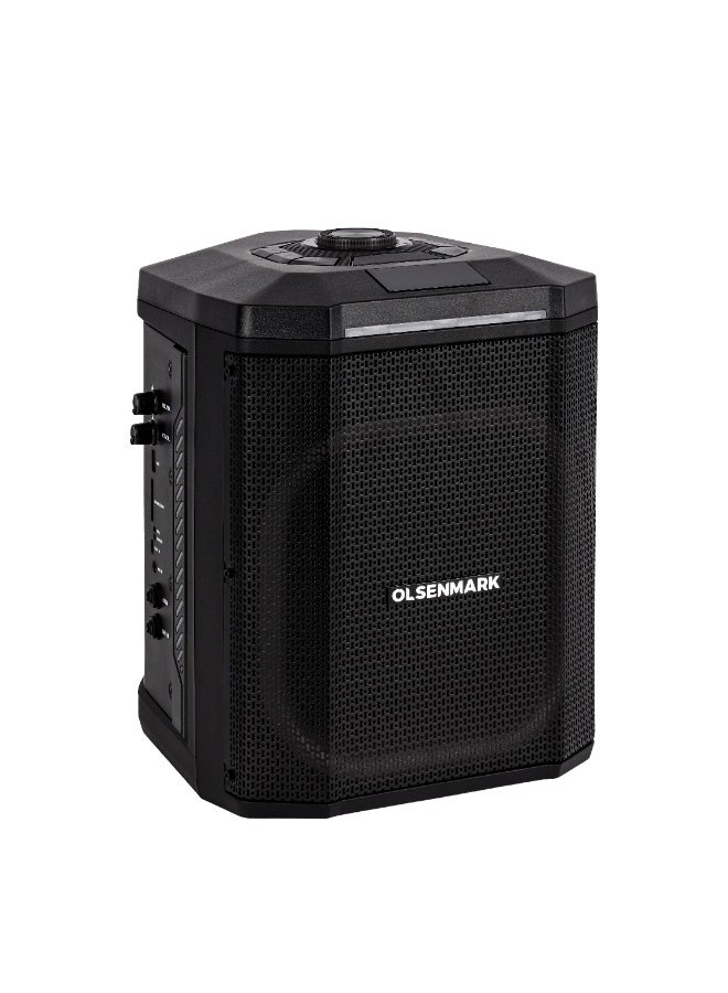 Olsenmark Rechargeable Party Speaker OMMS1220 - 8 Inch Woofer, 40000W PMPO Bluetooth Speaker with Wireless Microphone, Remote Control, LED Display, DJ Lights, TWS Pairing, Karaoke & Outdoor Entertainment, Black, 2 Years Warranty - Image 2