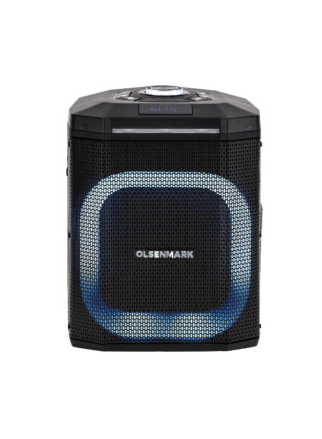 Olsenmark Rechargeable Party Speaker OMMS1220 - 8 Inch Woofer, 40000W PMPO Bluetooth Speaker with Wireless Microphone, Remote Control, LED Display, DJ Lights, TWS Pairing, Karaoke & Outdoor Entertainment, Black, 2 Years Warranty - Image 1