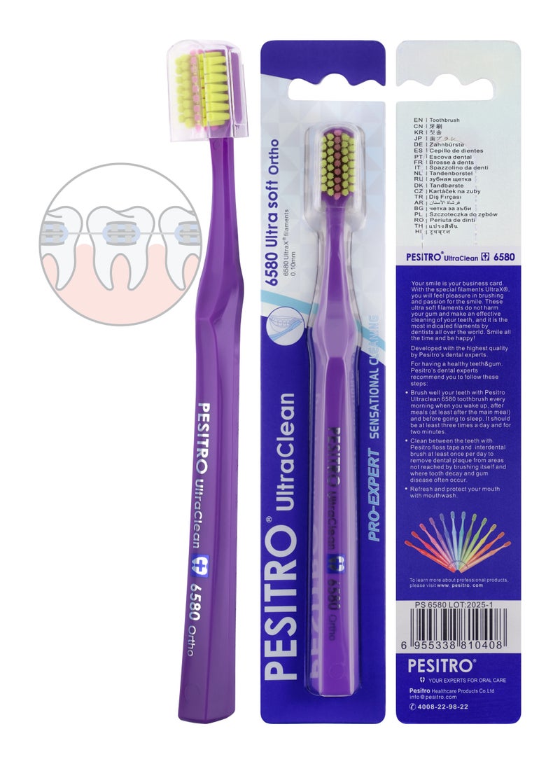 PESITRO UltraClean 6580 Ultra Soft Ortho Toothbrush – U-Shaped Orthodontic Brush with 6,580 Ultra-Soft Bristles - Image 1