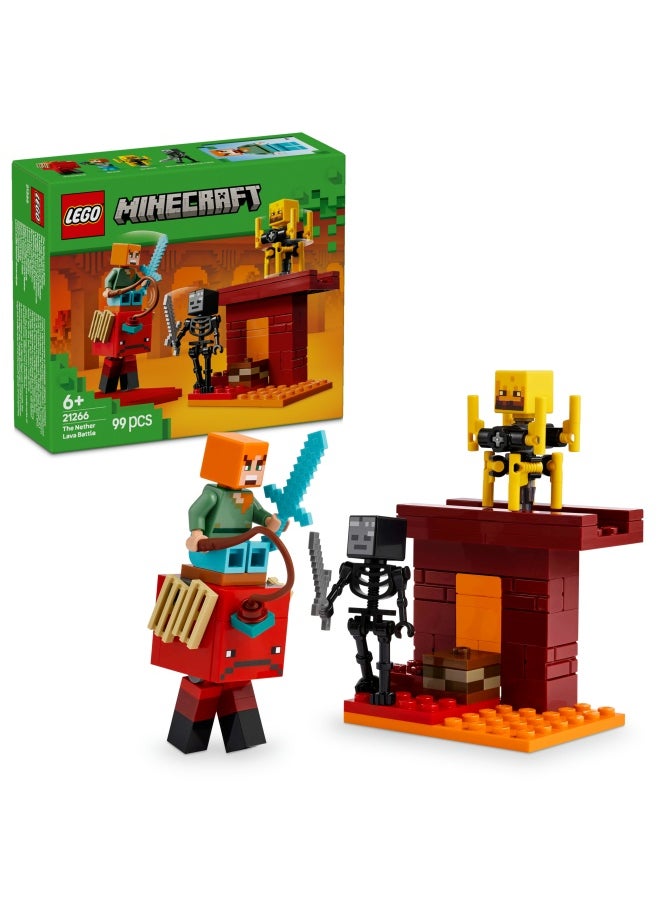 LEGO - Minecraft The Nether Lava Battle Building Toy Set with an Alex Figure, plus Mobs incl. Wither Skeleton, Blaze and a Strider - Birthday Gift for 6+ Year Old boys, Girls & Gamers 21266 (99 pieces) - Image 1