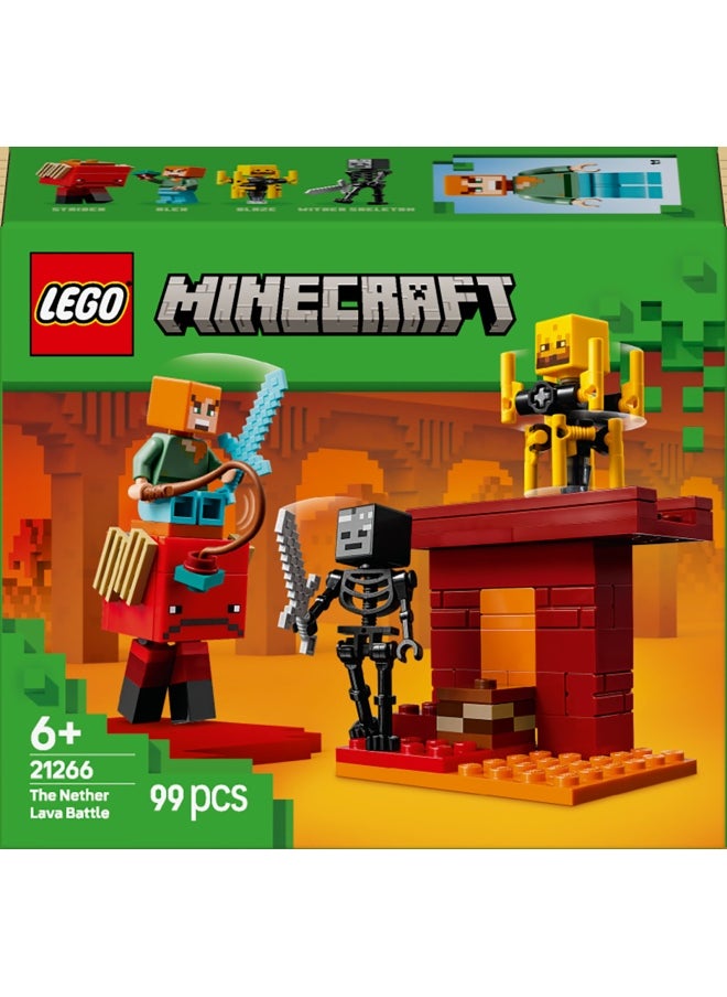LEGO - Minecraft The Nether Lava Battle Building Toy Set with an Alex Figure, plus Mobs incl. Wither Skeleton, Blaze and a Strider - Birthday Gift for 6+ Year Old boys, Girls & Gamers 21266 (99 pieces) - Image 1