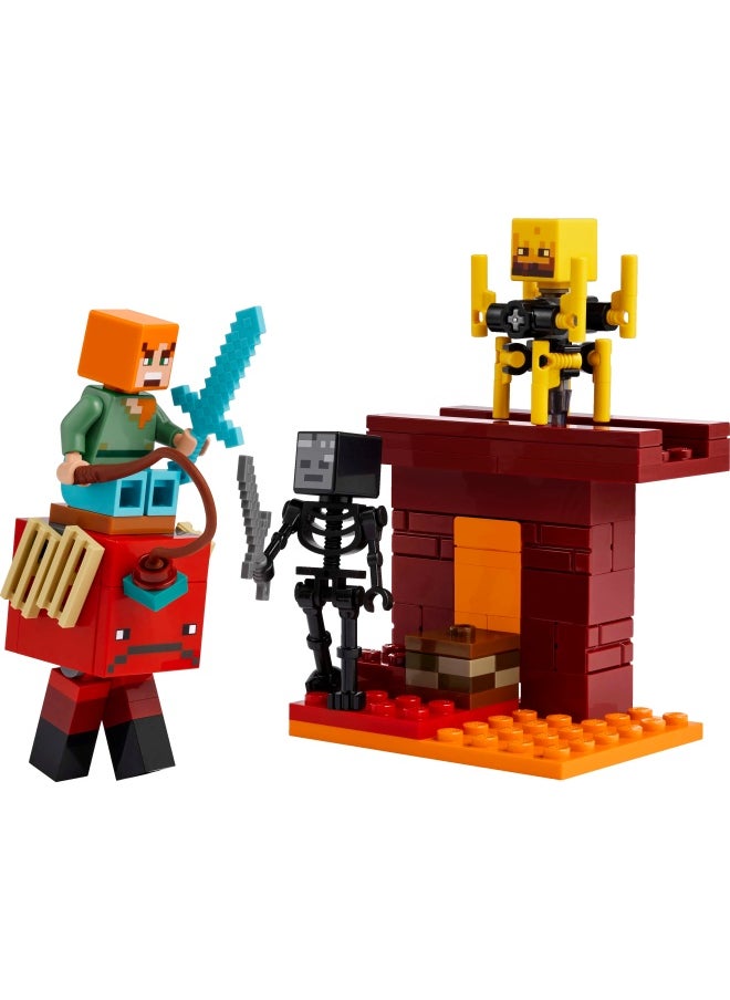 LEGO - Minecraft The Nether Lava Battle Building Toy Set with an Alex Figure, plus Mobs incl. Wither Skeleton, Blaze and a Strider - Birthday Gift for 6+ Year Old boys, Girls & Gamers 21266 (99 pieces) - Image 1