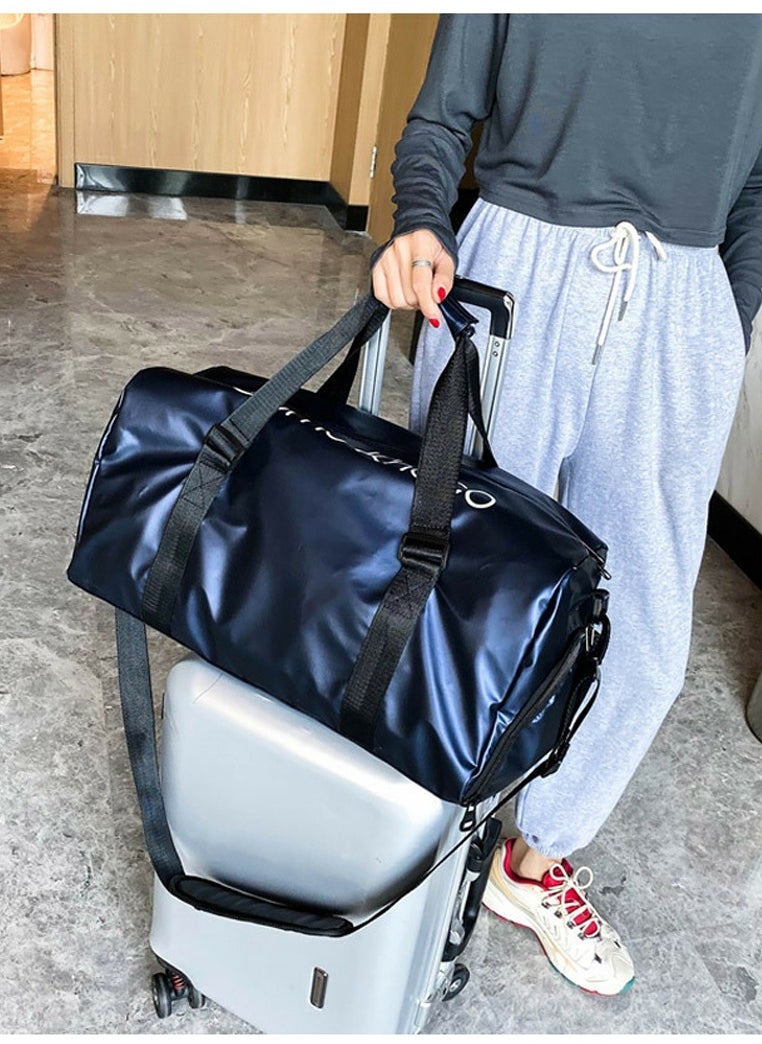 Loquat Large Capacity Fashionable Luggage Bag Travel Bag Sports And Fitness Bag Blue/Black  - Image 2