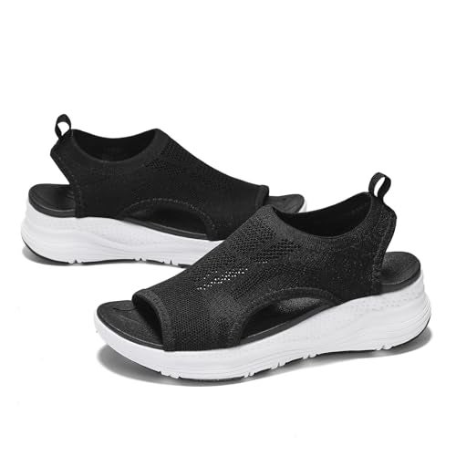 GoodValue Womens Comfortable Orthopedic Sandals Arch Support Ladies Walking Sport Athletic Sandals Open Toe Slip On Plantar Fasciitis Platform Dress Sandal 2 Inches Heel - Image 1