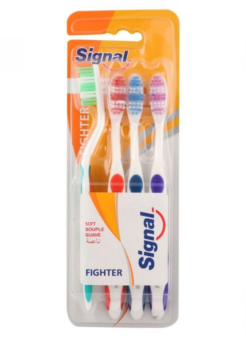 Signal Fighter Toothbrush Multicolor Set Of 4 Soft 