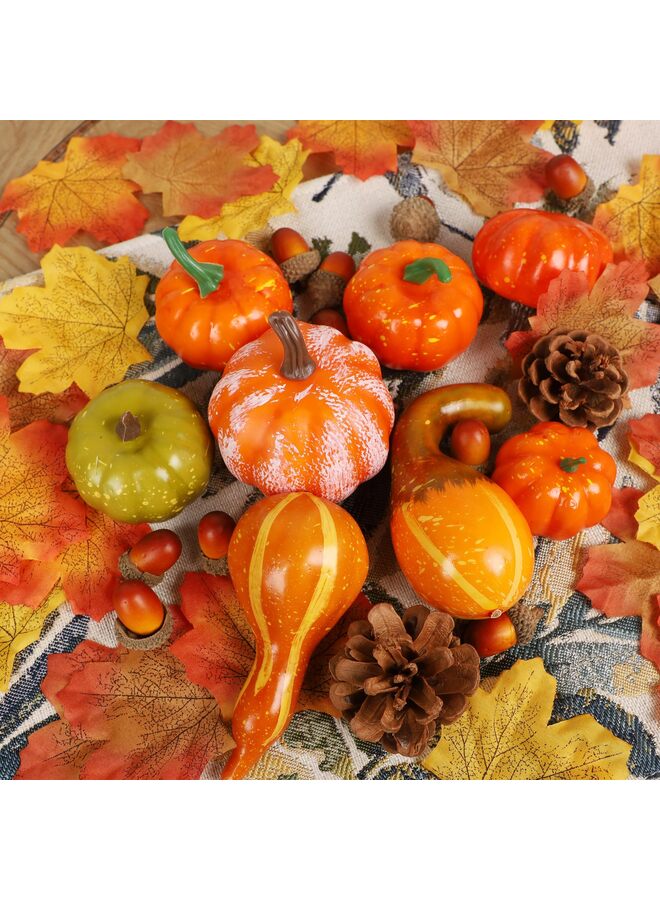 مجموعة ديكورات اليقطين الصناعي مكونة من 50 قطعة، يقطين صناعي صغير لتزيين المنزل في فصل الخريف، وقطع مركزية لطاولة عيد الشكر، وديكورات حفلات الزفاف، والأعمال اليدوية. - Image 3