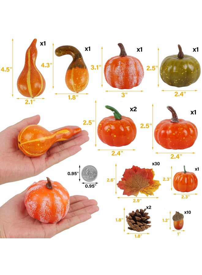 مجموعة ديكورات اليقطين الصناعي مكونة من 50 قطعة، يقطين صناعي صغير لتزيين المنزل في فصل الخريف، وقطع مركزية لطاولة عيد الشكر، وديكورات حفلات الزفاف، والأعمال اليدوية. - Image 2