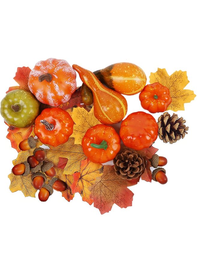 مجموعة ديكورات اليقطين الصناعي مكونة من 50 قطعة، يقطين صناعي صغير لتزيين المنزل في فصل الخريف، وقطع مركزية لطاولة عيد الشكر، وديكورات حفلات الزفاف، والأعمال اليدوية. - Image 1