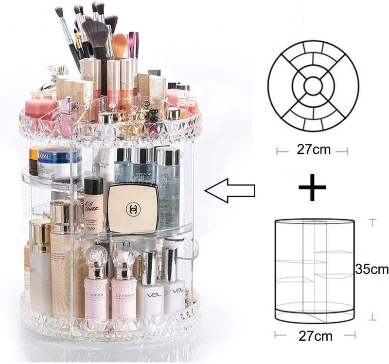 Makeup Organizer 360-Degree Rotating Adjustable Multi-Function Acrylic Cosmetic Storage - Image 3