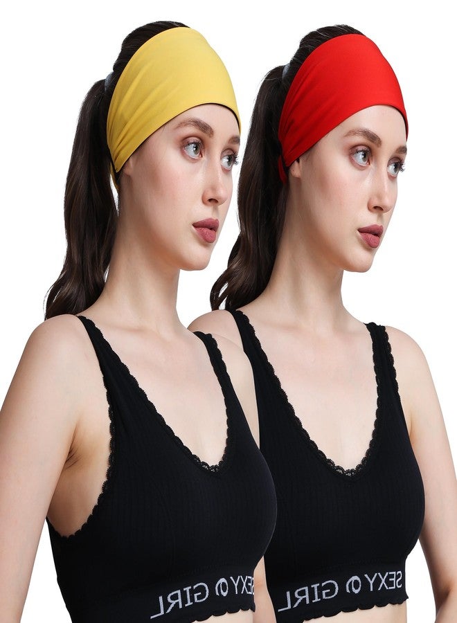 PAROPKAR Multi Sports Moisture Wicking Headband Sweatband Wristband Hairband for Gym Yoga Workout Outdoor Running Cycling Football Cricket for Men Women (Red Yellow) - Image 1