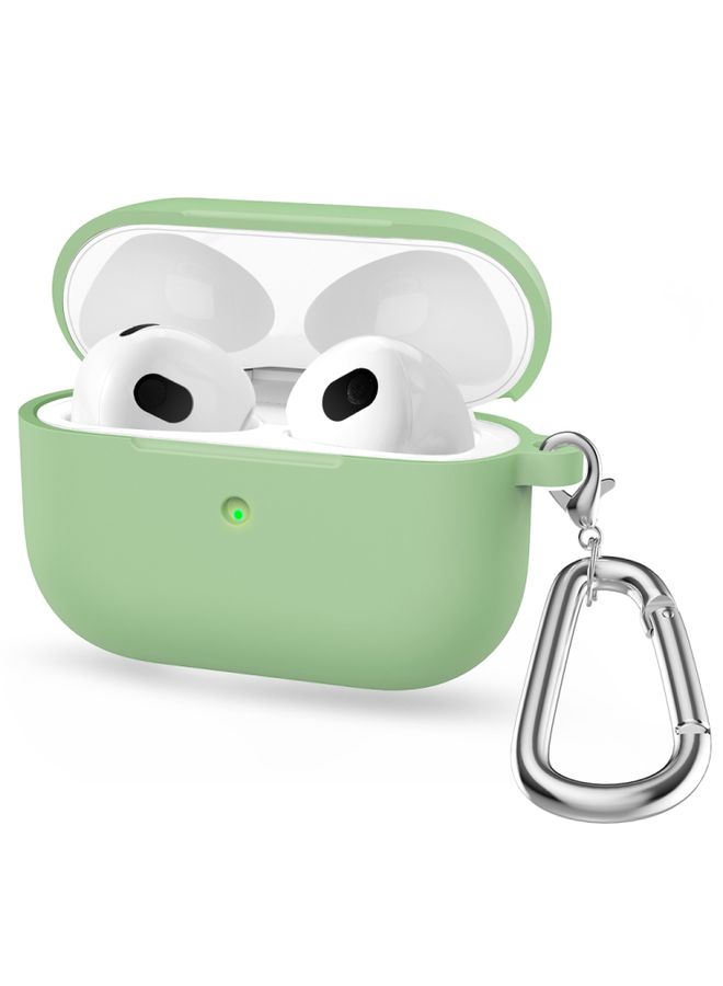 Raxoom Case Cover Thicken Silicone Round Bottom Earphone Protective Case with Hook For AirPods 3 Mint Green