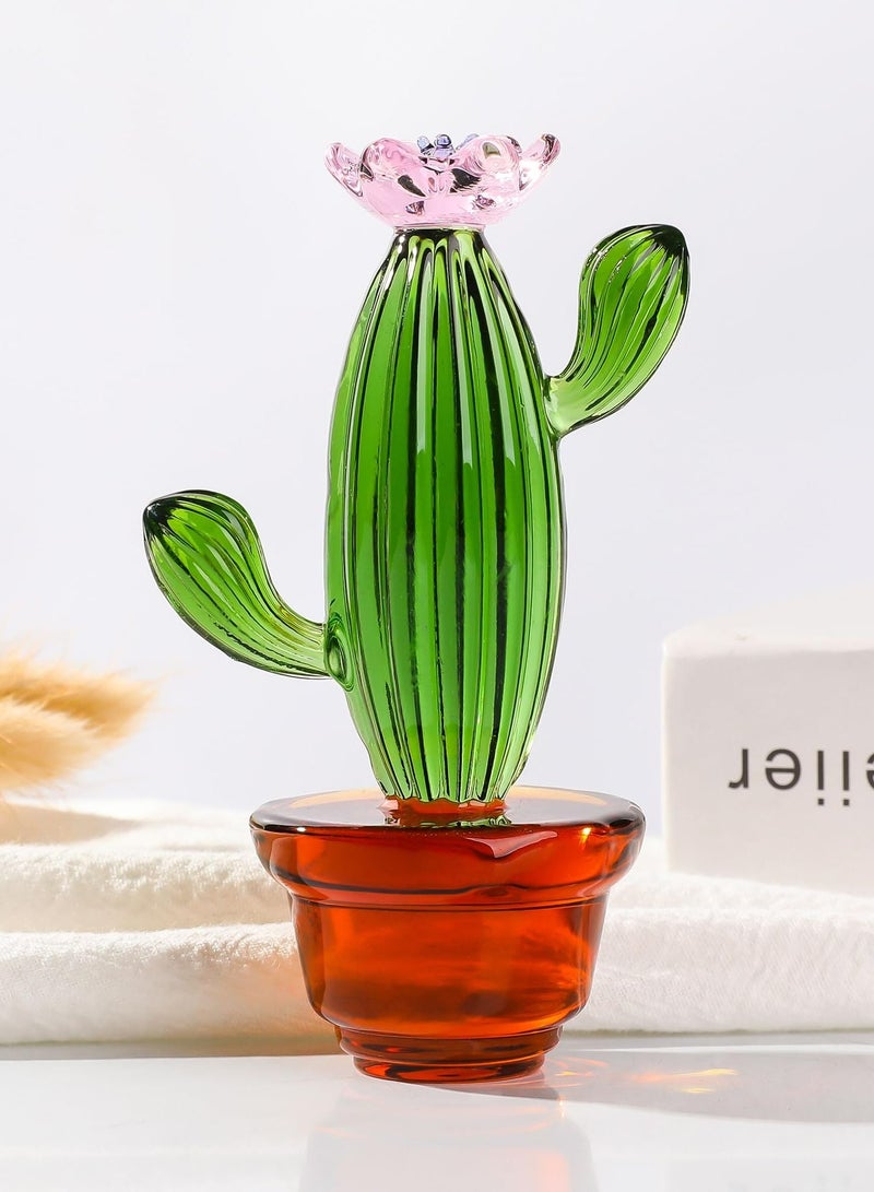 RARELY ديكور الصبار كريستال التماثيل الصبار الهدايا زخرفة لطيف مكتب الملحقات اليد في مهب الزجاج الصبار التماثيل المقتنيات النباتات ديكور غرفة الفن - Image 1