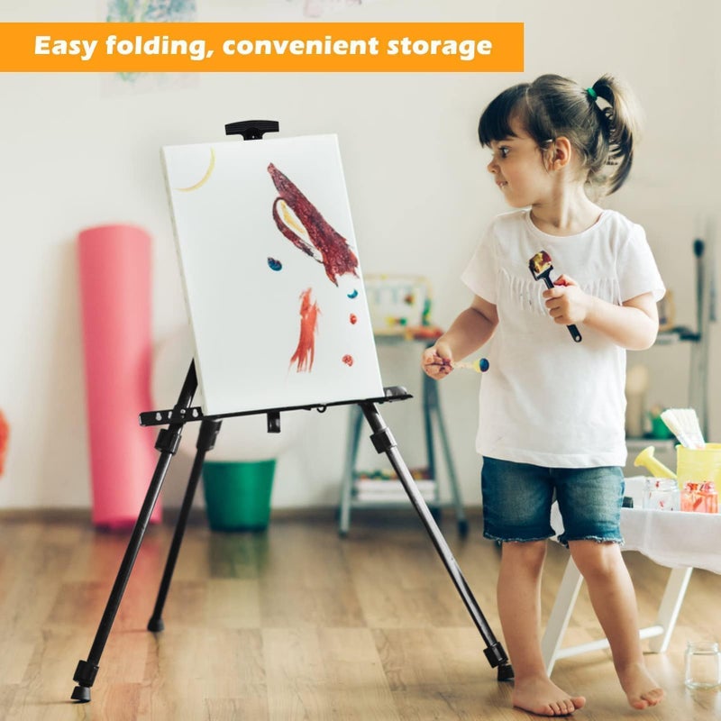 RRFTOK Easel Stand for Sign and Painting - Metal Tripod Adjustable Art Easels for Display Canvases Height from 17 to 66 Inch - Carry Bag for Table-Top/Floor Drawing and Displaying with Black - Image 4