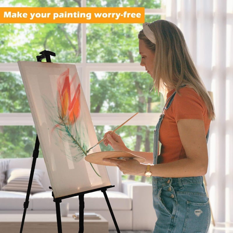 RRFTOK Easel Stand for Sign and Painting - Metal Tripod Adjustable Art Easels for Display Canvases Height from 17 to 66 Inch - Carry Bag for Table-Top/Floor Drawing and Displaying with Black - Image 2