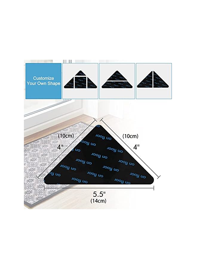 Zaboon Pcs Grippers for Rugs, Non Slip Rug Pads for Hardwood Floors and Tiles, Reusable and Washable Rug Tape for Hardwood Floors, Tile Floors, Carpets, Floor Mats, Wall (Black) - Image 2