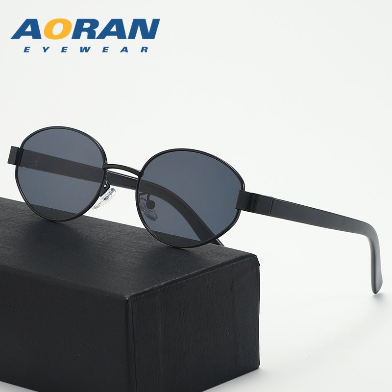 Aoran Luxury Vintage UV-Protective Sunglasses for Women and Men - Elegant Metal Oval Frame, 2024 Winter  Collection - Image 1