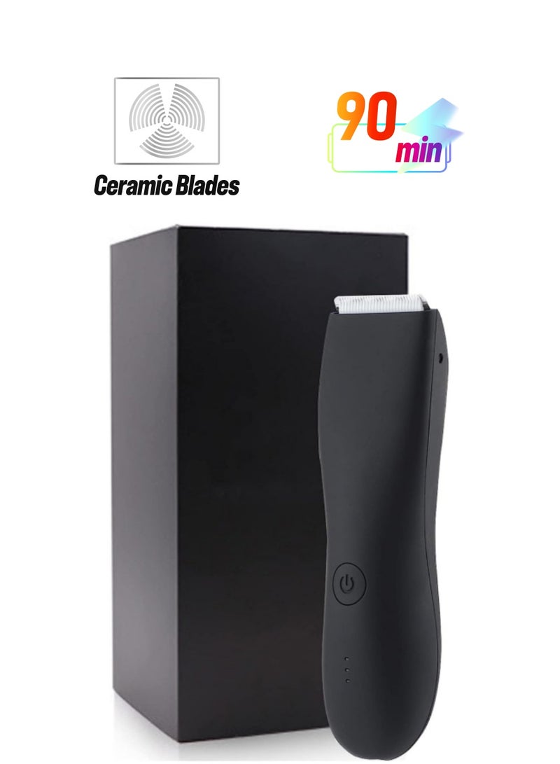 GGEROU Electric Body Hair Trimmer for Men Groin Trimmer Beard Hair Clippers Mens Grooming Kit, Cordless Ceramic Blade Heads IPX6 Waterproof for Wet/Dry Use Low Sound Body Trimmer - Image 1