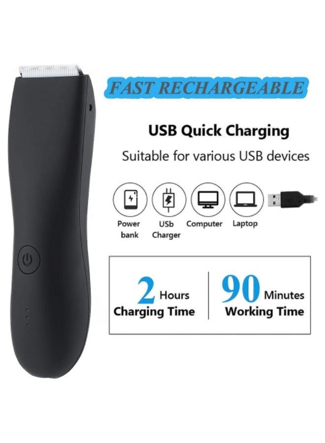 GGEROU Electric Body Hair Trimmer for Men Groin Trimmer Beard Hair Clippers Mens Grooming Kit, Cordless Ceramic Blade Heads IPX6 Waterproof for Wet/Dry Use Low Sound Body Trimmer - Image 5