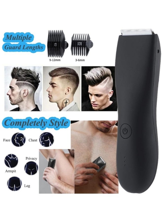 GGEROU Electric Body Hair Trimmer for Men Groin Trimmer Beard Hair Clippers Mens Grooming Kit, Cordless Ceramic Blade Heads IPX6 Waterproof for Wet/Dry Use Low Sound Body Trimmer - Image 3