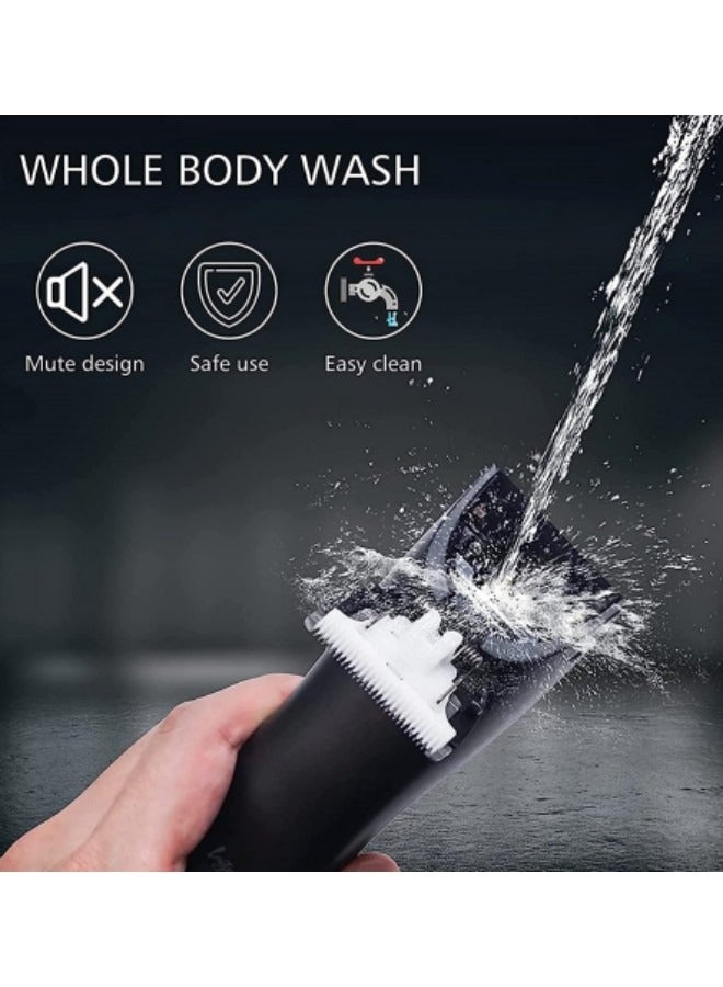 GGEROU Electric Body Hair Trimmer for Men Groin Trimmer Beard Hair Clippers Mens Grooming Kit, Cordless Ceramic Blade Heads IPX6 Waterproof for Wet/Dry Use Low Sound Body Trimmer - Image 4