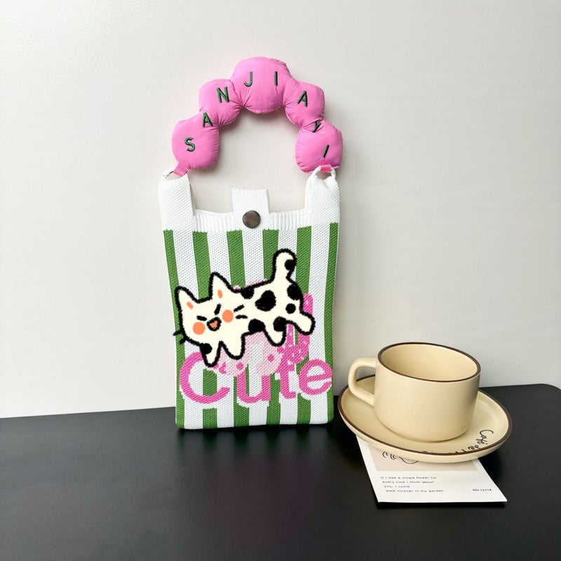 High-End Ins New Mobile Phone Bag Cute Cartoon Knitted Bag Niche Design Trendyy Shoulder Crossbody Shoulder Bag - Image 1