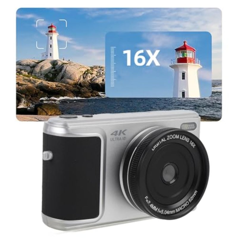 4K Digital Camera for photography and video, 64MP mirrorless camera with 180 flip screen, black, 16x zoom and anti-shake auto focus - Image 5
