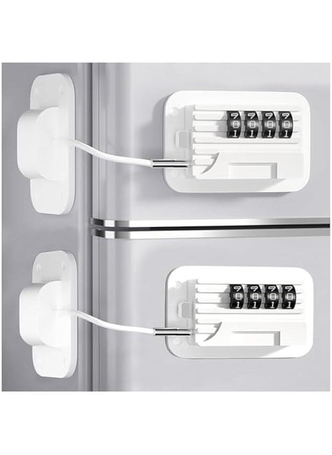 Gonice 2 Pack Refrigerator Fridge Freezer Door Lock with Password, Child Proof Door Lock for Kitchen Refrigerator, Cabinets and Drawers, Closets, Windows, Doors-No Tools Need or Drill (White)  - Image 1