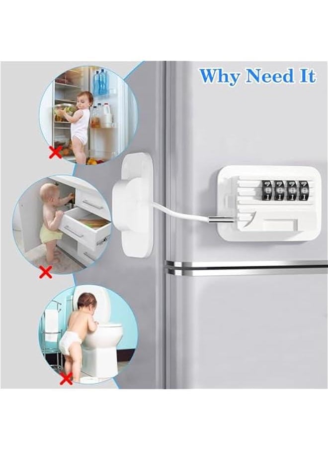 Gonice 2 Pack Refrigerator Fridge Freezer Door Lock with Password, Child Proof Door Lock for Kitchen Refrigerator, Cabinets and Drawers, Closets, Windows, Doors-No Tools Need or Drill (White)  - Image 2