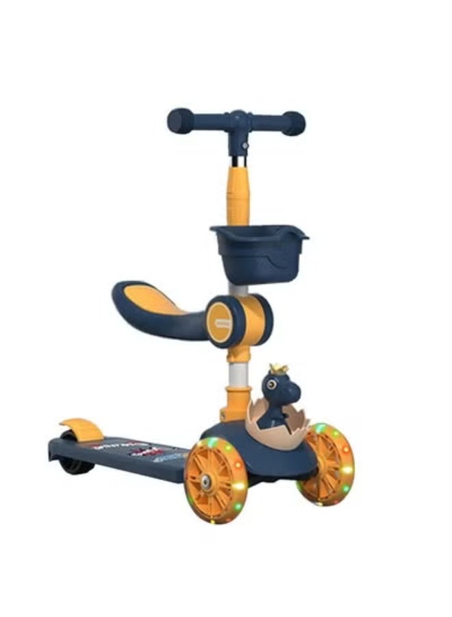 KLNAMAEAAN 3-in-1 Foldable Children's 3-Wheel Scooter, LED Wheel Scooter, Slideable, Rideable - Image 1