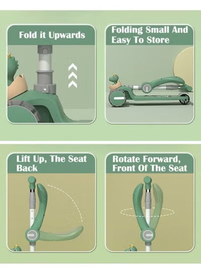 KLNAMAEAAN 3-in-1 Foldable Children's 3-Wheel Scooter, LED Wheel Scooter, Slideable, Rideable - Image 3