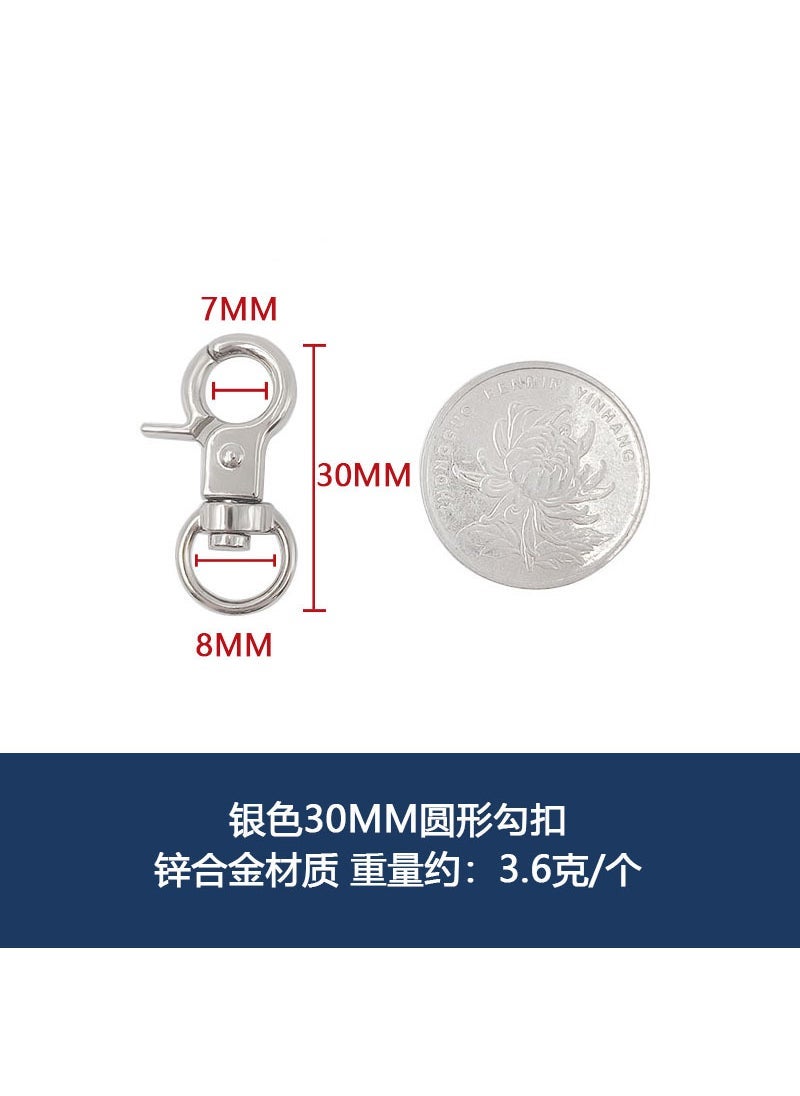 Wholesale Spring Clasp Lobster Claw for DIY Bag Silver 30mm round hook one 