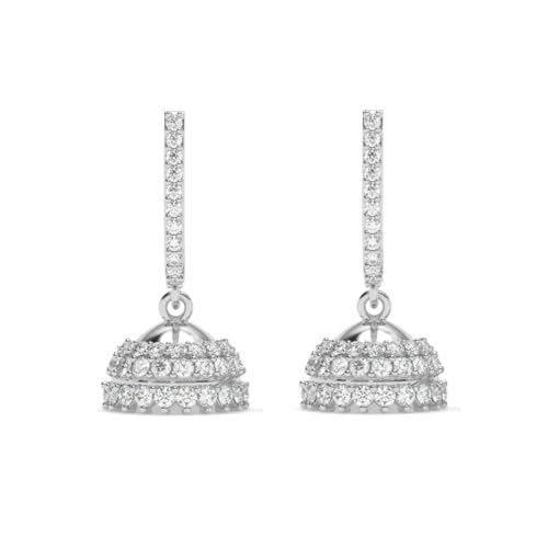 CLARA 925 Sterling Silver Isra Jhumki Earrings | Platinum Plated, Swiss Zirconia |Gift for Women and Girls - Image 1