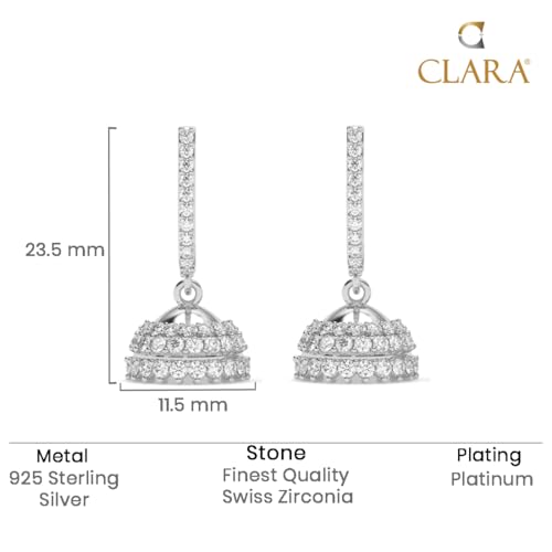CLARA 925 Sterling Silver Isra Jhumki Earrings | Platinum Plated, Swiss Zirconia |Gift for Women and Girls - Image 5