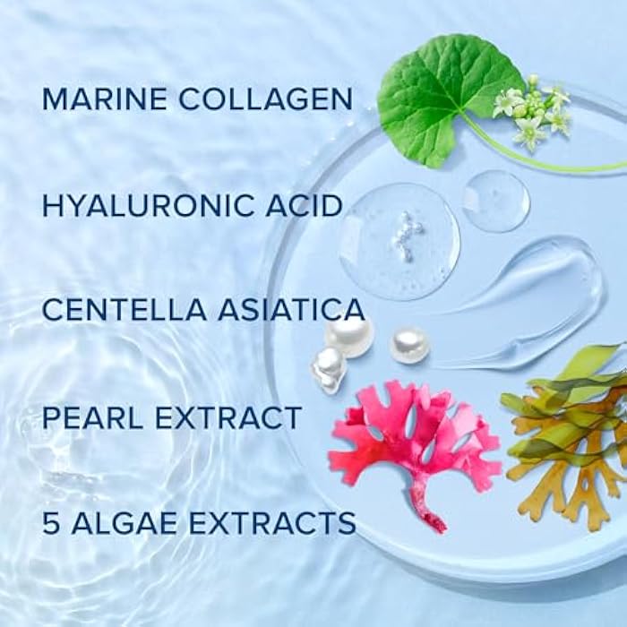 MAREE Collagen Facial Mask with Hyaluronic Acid — Sheet Face Mask Skincare — Centella Asiatica, Green & Red Algae Extract — Hydrating Facemask For Women Skin Care — Mascarillas Para La Cara — 6 Count - Image 3