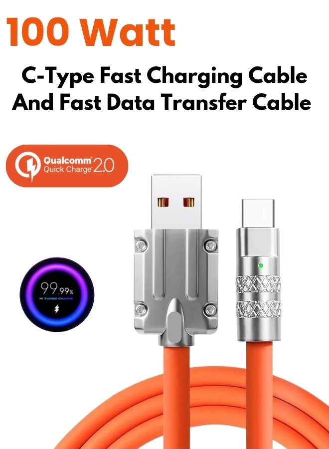 Type C to USB charging cable , Fast charging cable , 100 watt charging cable , quick charging cable , for Samsung Oppo MAC book IPhone Xiomi and all mobiles  - Image 1
