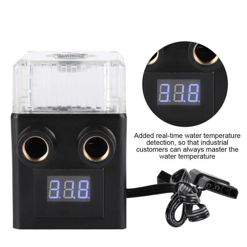 klarako G1/4 Thread PC Water Cooling Pump with Temperature Display, 450L/H Integrated Water Pump, Ceramic Bearing, Three Phase Motor, Large 4P D Port, Support PWM Automatic Temperature Control - Image 4