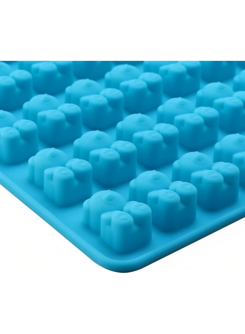 Silicone Candy Bear Mold with Dropper – 50-Cavity Gummy Maker Tray – Food-Grade Non-Stick Mold for Chocolate, Jelly, Vitamins & Gummies – Blue - Image 1