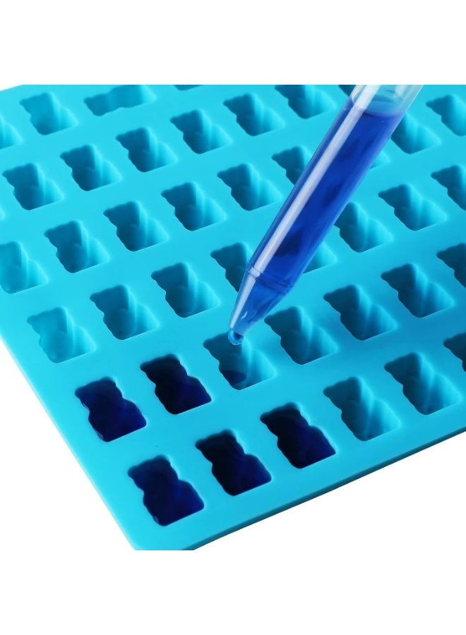 Silicone Candy Bear Mold with Dropper – 50-Cavity Gummy Maker Tray – Food-Grade Non-Stick Mold for Chocolate, Jelly, Vitamins & Gummies – Blue - Image 3