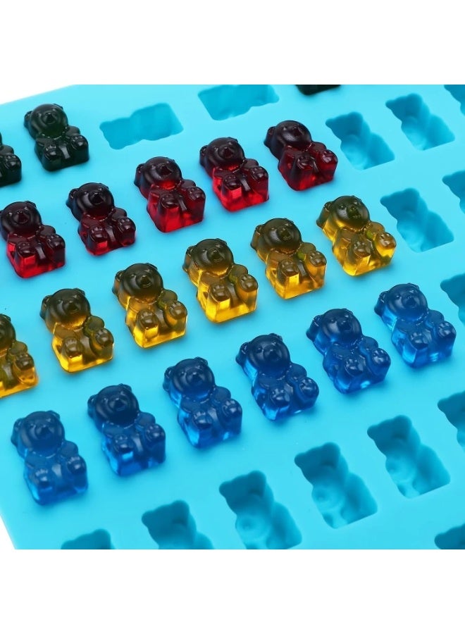 Silicone Candy Bear Mold with Dropper – 50-Cavity Gummy Maker Tray – Food-Grade Non-Stick Mold for Chocolate, Jelly, Vitamins & Gummies – Blue - Image 4