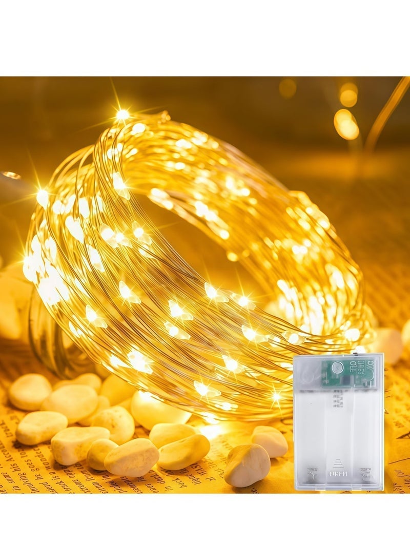 BlueHole 5M 50 LEDs Silver Wire Fairy Lights, Battery Operated, 2 Lighting Modes, Warm White Decor String Lights for Home & Party - Image 2