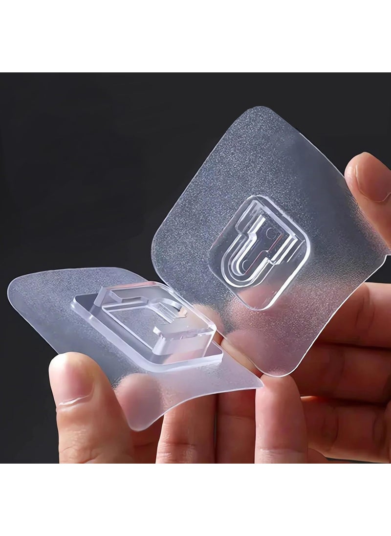 GLUN GLUN Transparent Wall Hooks SelfAdhesive Heavy Waterproof 15 Pieces No Drill Sticker Hangers Clear Plastic Sticky Back Seamless Utility Hooks for Bathroom and Kitchen Pack of 10 Pcs  - Image 3