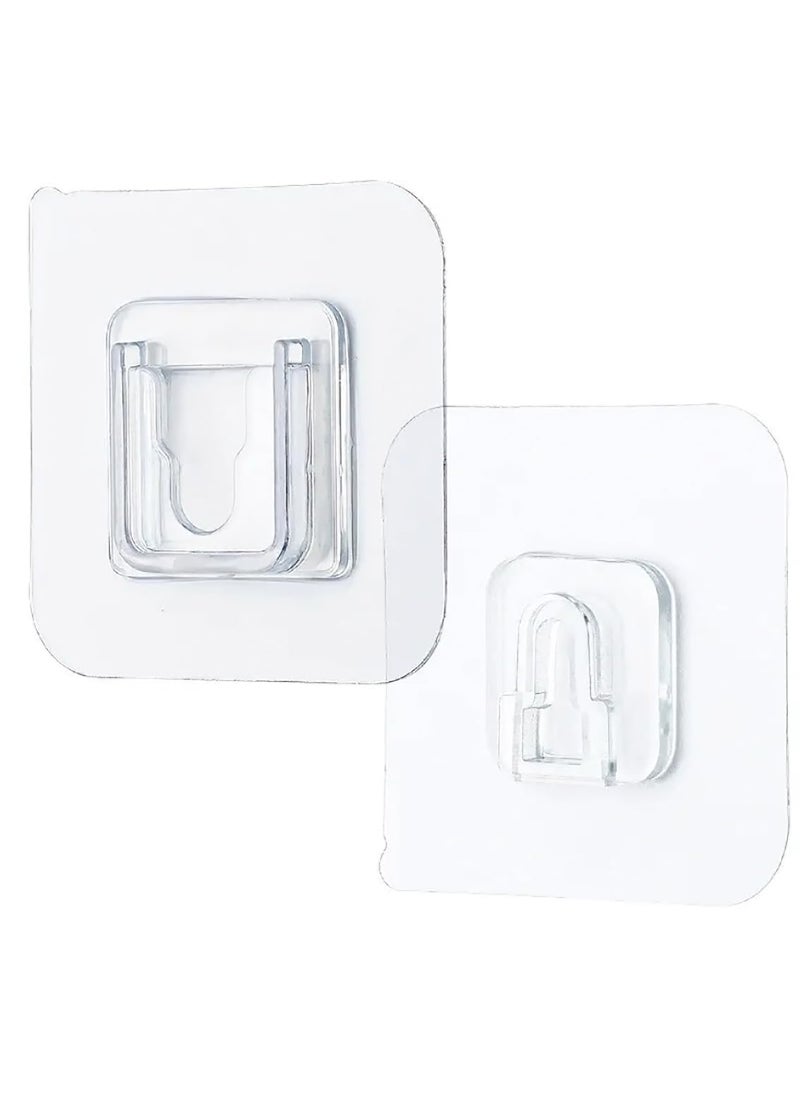 GLUN GLUN Transparent Wall Hooks SelfAdhesive Heavy Waterproof 15 Pieces No Drill Sticker Hangers Clear Plastic Sticky Back Seamless Utility Hooks for Bathroom and Kitchen Pack of 10 Pcs  - Image 1