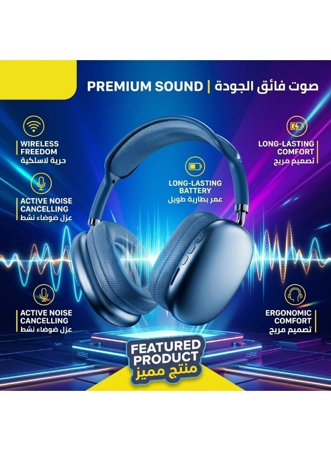 Wireless Over-Ear Bluetooth Headphones | Active Noise Cancelling + Deep Bass HiFi Sound, 40H Ultra-Long Battery Life, Type-C Fast Charging, Compatible with Phone/PC/Gaming - Image 2