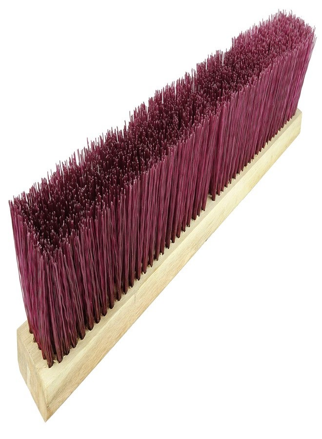Weiler 44587 24" Block Size, Hardwood Block, Medium Maroon Polypropylene Fill, Contractor Coarse Sweeping Broom - Image 2