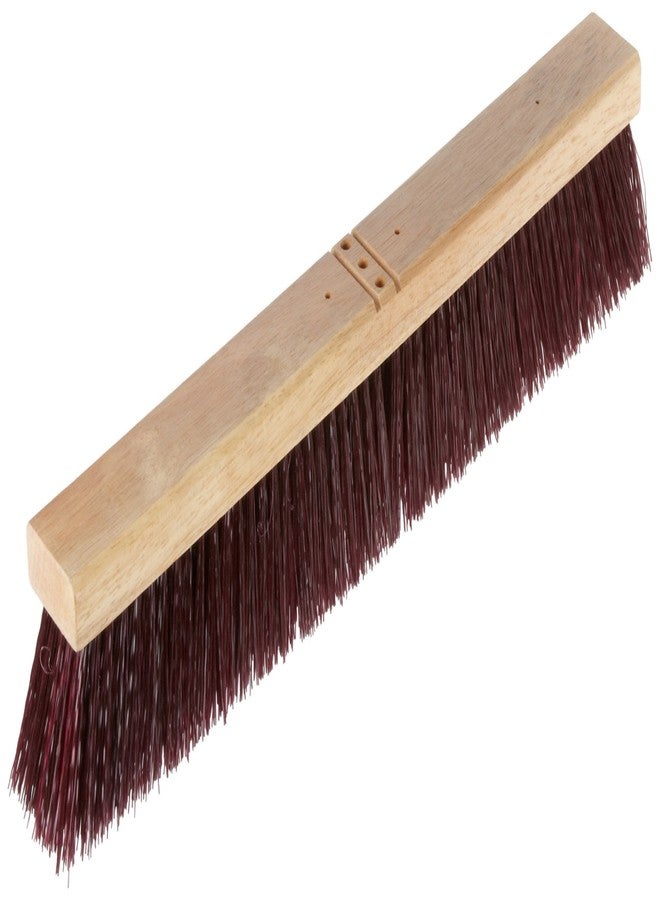 Weiler 44587 24" Block Size, Hardwood Block, Medium Maroon Polypropylene Fill, Contractor Coarse Sweeping Broom - Image 1